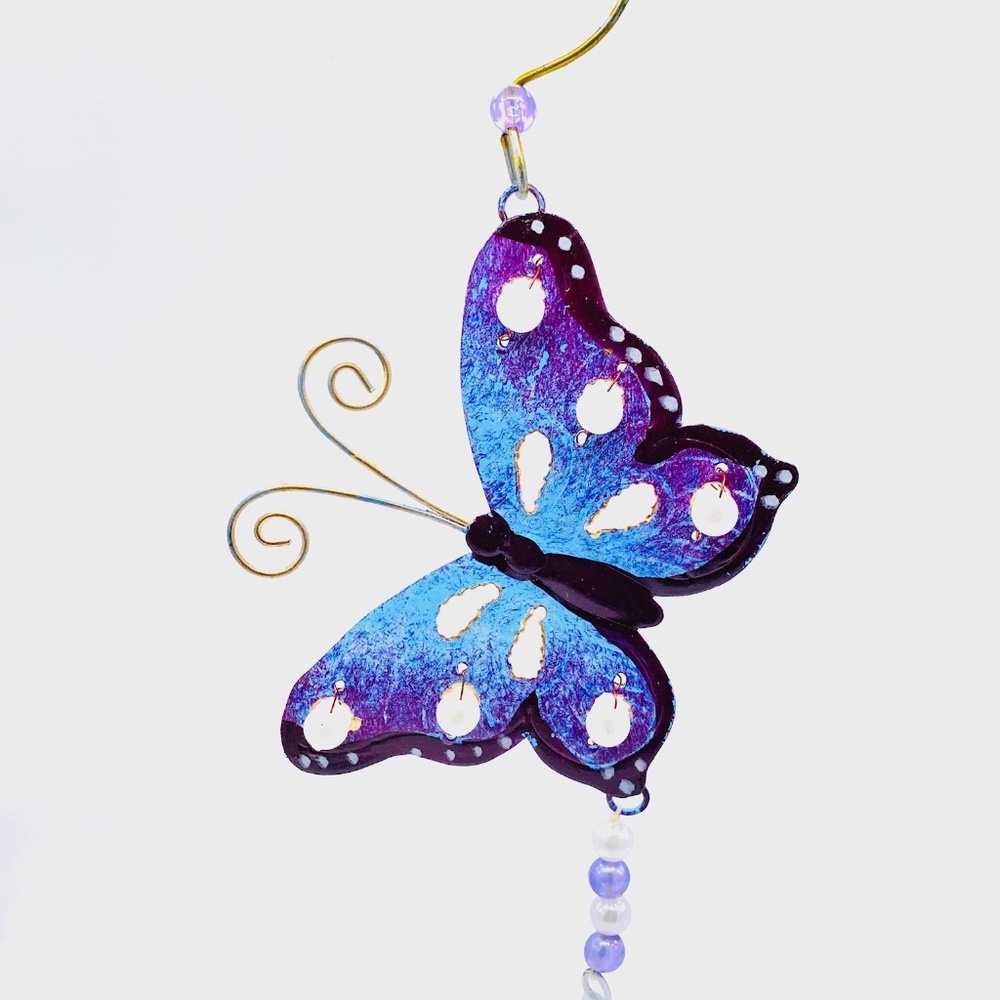 Hand Forged and Painted Recycled Purple Butterfly Ornament